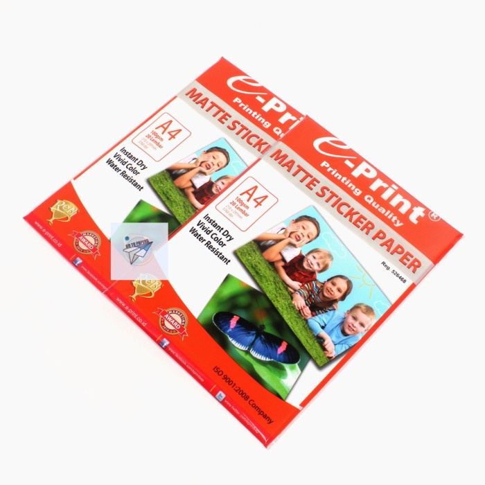 

Eprint Sticker Matte Paper / Kertas Sticker Matte / Doff A4 100gsm