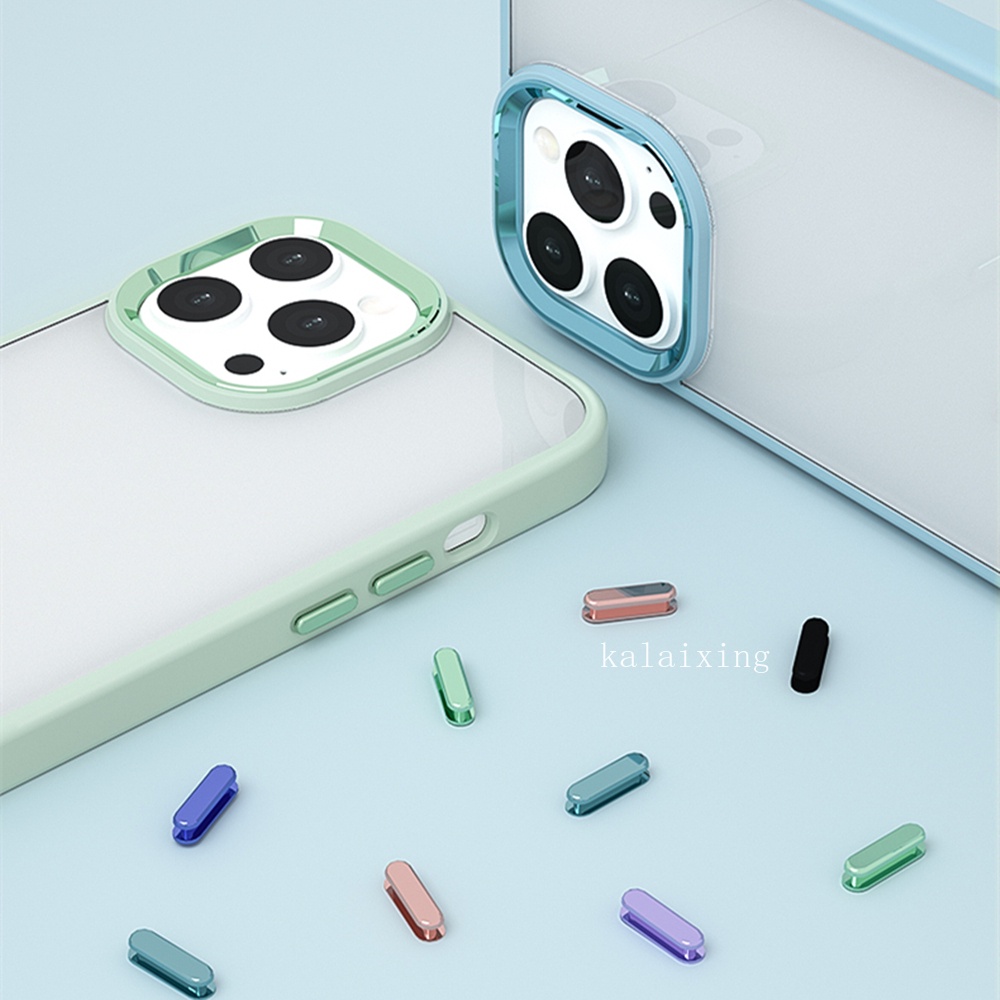 Hard Case Transparan Dengan Frame Metal &amp; Tombol Untuk iPhone 13 Pro Max 12 12Pro 11 ProMax Xs Max