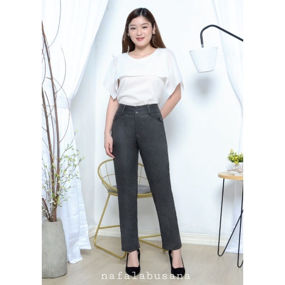 CELANA KANTOR FORMAL KERJA WANITA SLIMFIT BAHAN DASAR KAIN