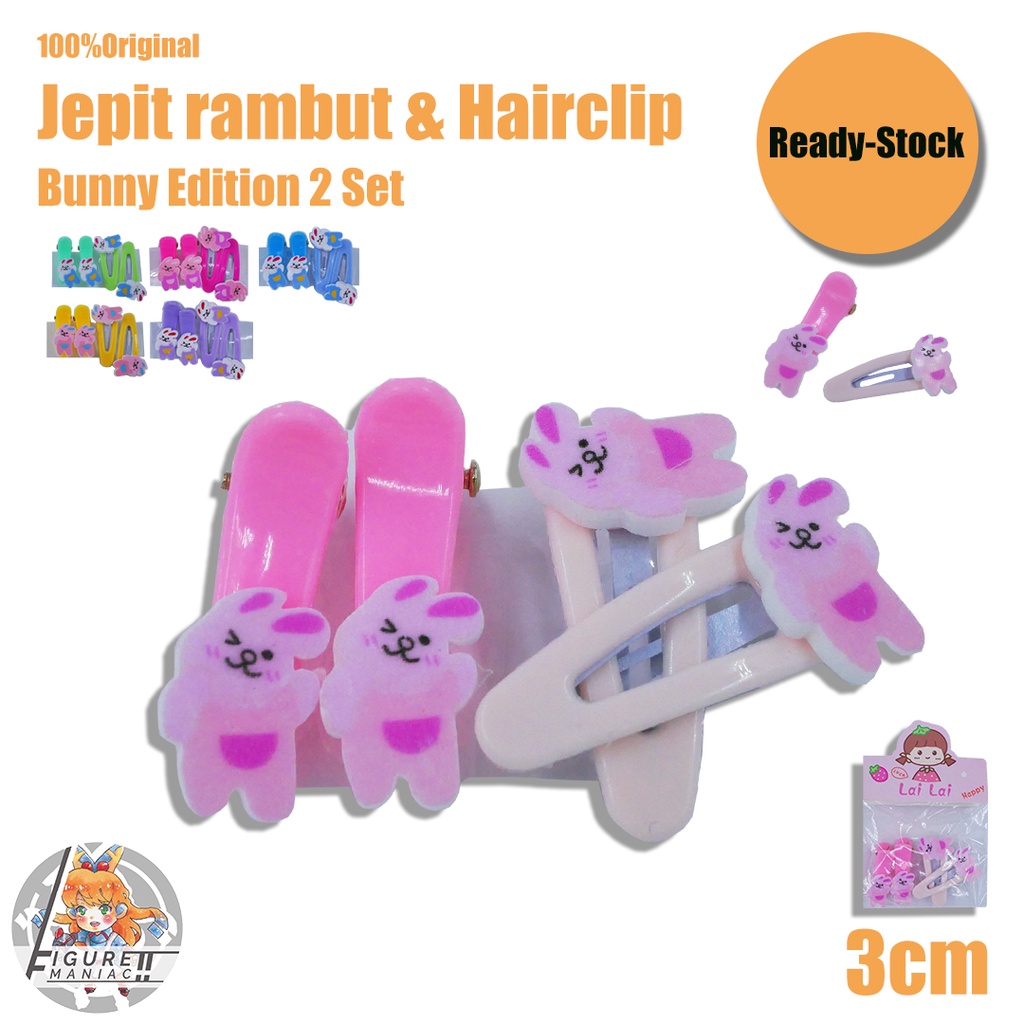 Jepit Rambut &amp; Hairclip Anak - Bunny Edition 3 Cm isi 4 Pcs