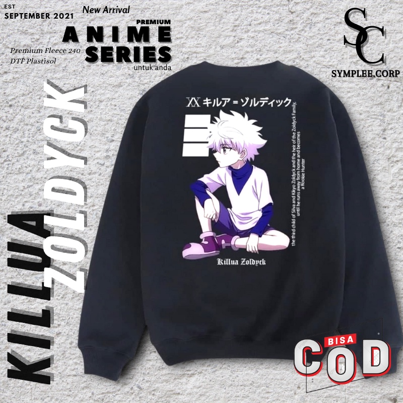 Crewneck Anime KILLUA Zoldyck Sweater Crewneck Pria Murah Sweatshirt Pria Sweater Anime Sweater Dist