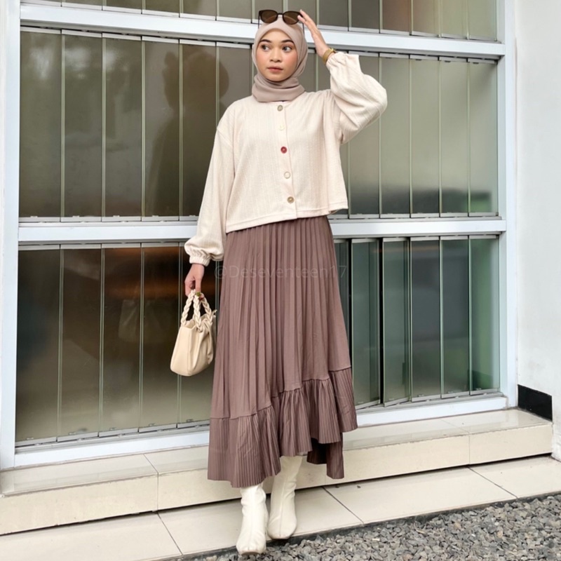 Rok Plisket Rample/Rok Pleats Rample/Rok Plisket Asimetris/Rok Plisket Hijab