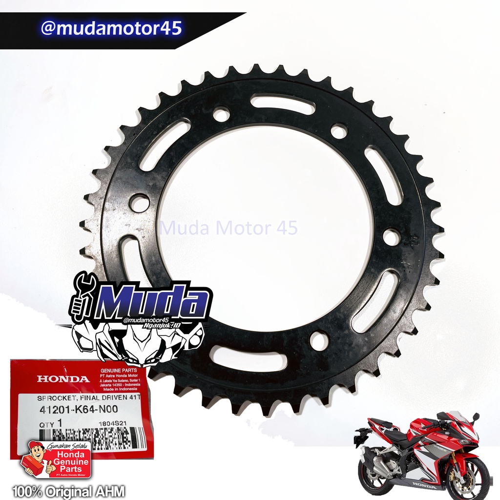 RANTAI RODA KIT CBR250RR ORI HONDA DID 520 VF 112 23801-41201-K64-N00 SPROCKET DRIVE ASSY CBR 250 BABY RR AHM GIR  GEAR SET ORIGINAL HONDA AHM DID NOT EK RK SSS-Gir belakang saja