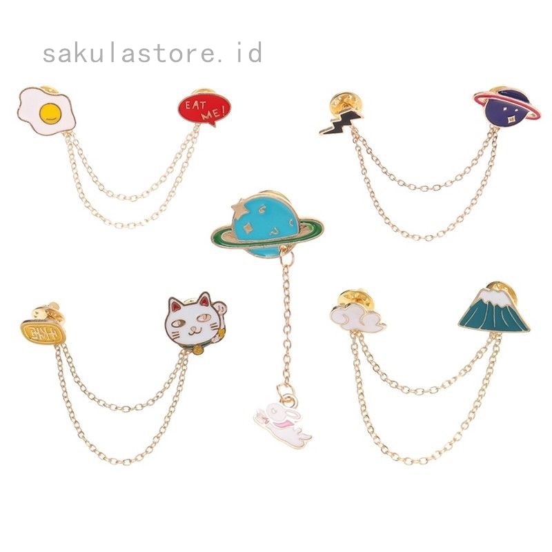 Bros Pin Enamel Bentuk Planet Kelinci Telur Kartun Aksen Bros Pin Enamel Bentuk Planet Kelinci Telur Kartun Aksen