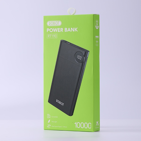 PowerBank ROBOT Original RT190 LED 10000 MAH 2 USB Ports Fast Charging