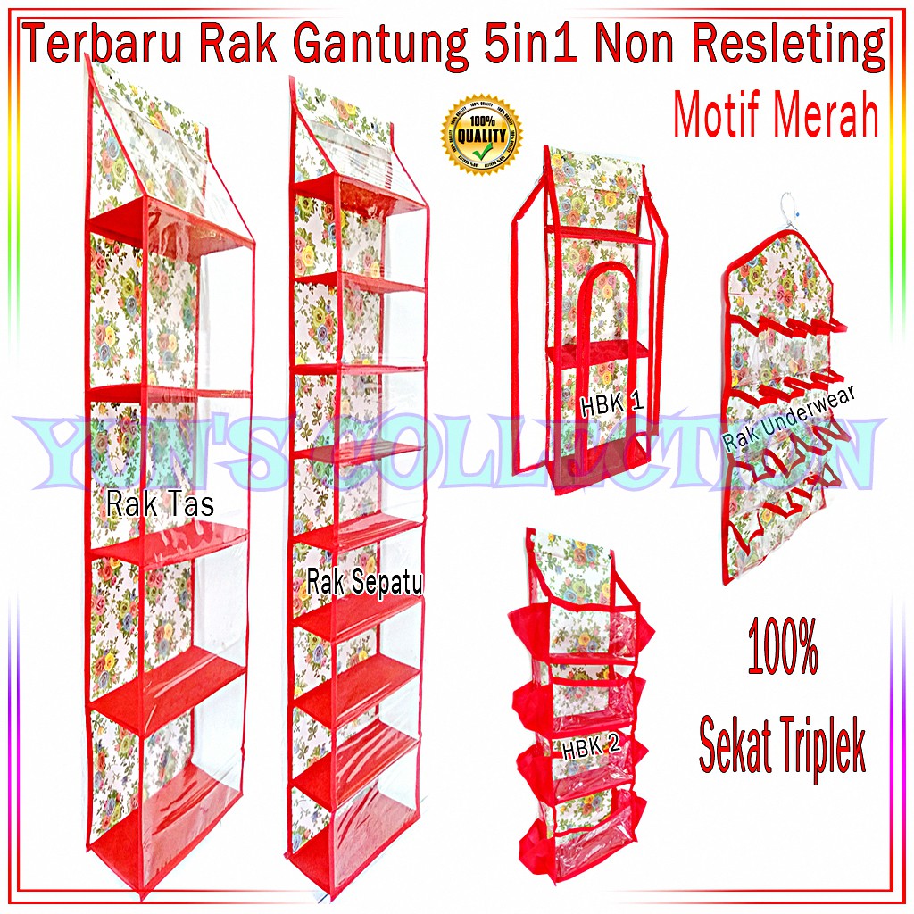 PROMO MURAH PAKET 5IN1 RAK  GANTUNG  MOTIF BUNGA 