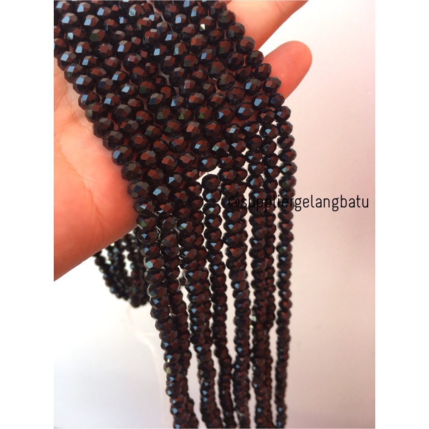 Crystal Ceko Doff 6mm BLACK supplier gelang kalung olshop import promo aksesoris fashion bahan craft