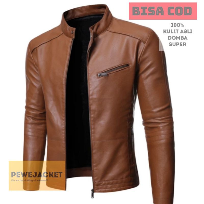 JAKET PRIA KULIT ASLI DOMBA SUPER /JAKET PRIA KULIT ORIGINAL MODEL SIMPLE ELEGAN (BISA COD)