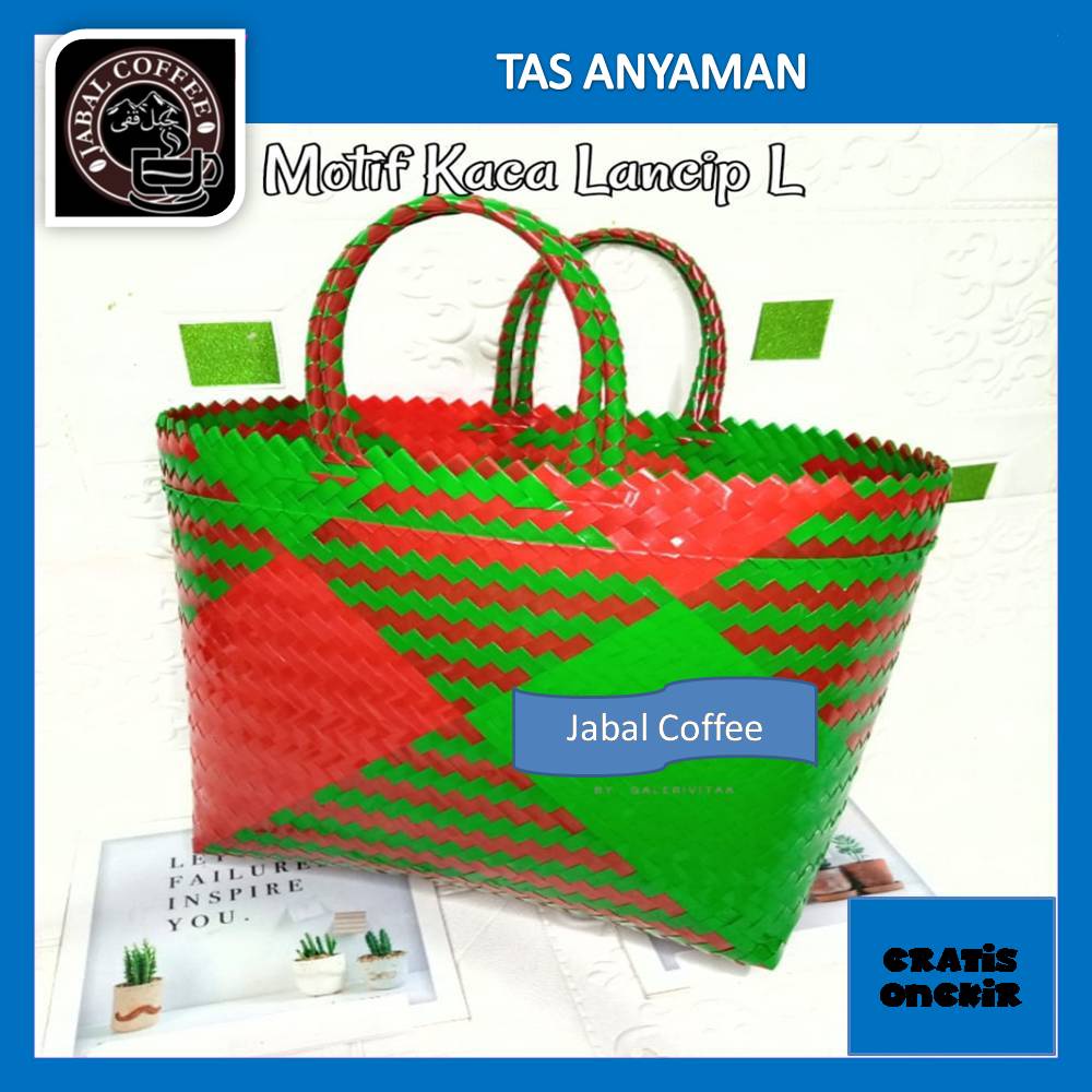 Tas Anyam Plastik Kaca Lancip Ukuran L / Tas Belanja Besar / Tas Anyaman Kaca Lancip / Tas Keranjang 04