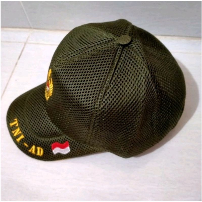 promo spesial!!Topi Jaring logo TNI AD/Topi jala hijau army/Kualitas terjamin