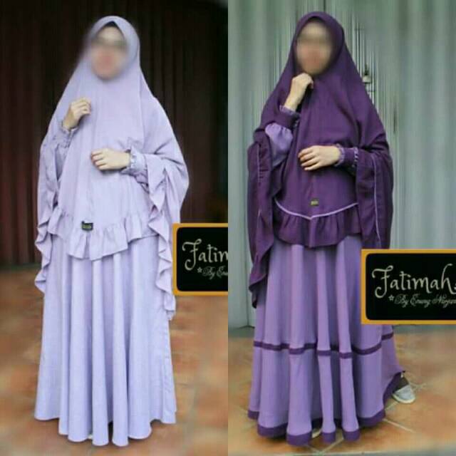 Gamis fatimah enung nurjanah ungu muda mix ungu tua free segiempat wolfis 150x150