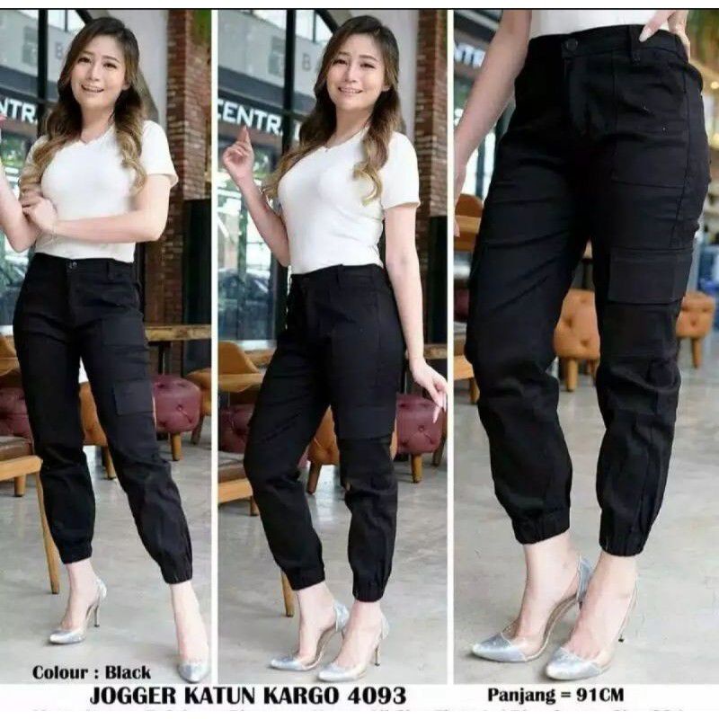 CELANA WANITA BAGGY PANTS CARGO JOGER RESLETING AMERICAN DRILL