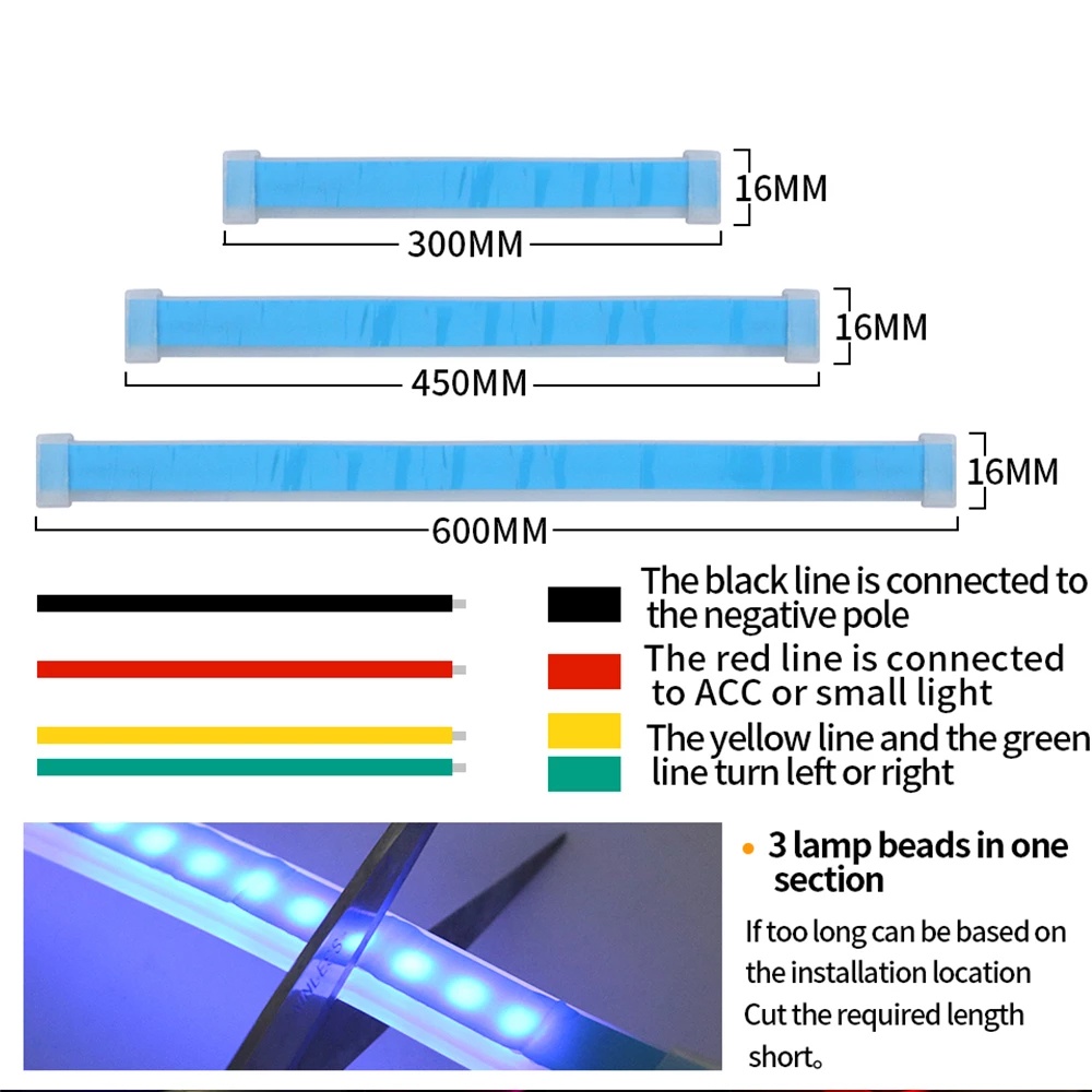 Lampu Strip LED DRL Flexible Anti Air Warna Putih Kuning 12v Untuk DRL Mobil