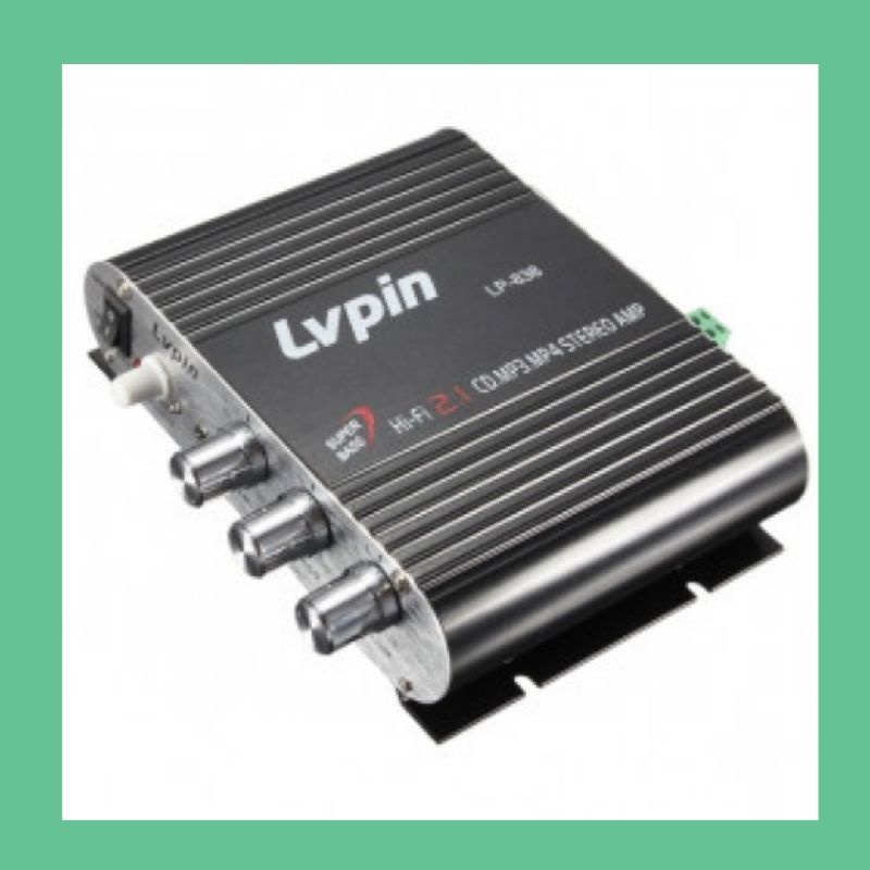 Amplifier lvpin Mini HiFi Stereo Amplifier Treble Bass Booster 12V - Black