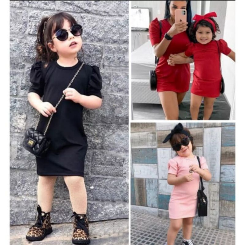 Baju Rajut/Dress lengan balon/ baju  rajut anak 2-4 tahun