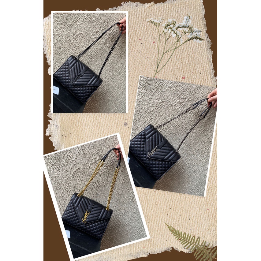Tas Selempang Y*sl Envelope Caviar Medium Wanita Perempuan Cewek Cewe Sling Bahu Shoulder Bag Brande
