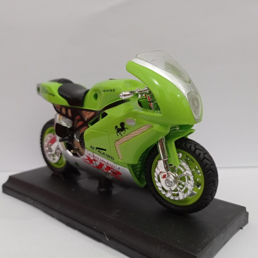 Miniatur motor ninja XJR super sprinter Haixing model replika pajangan motor mainan anak harga murah