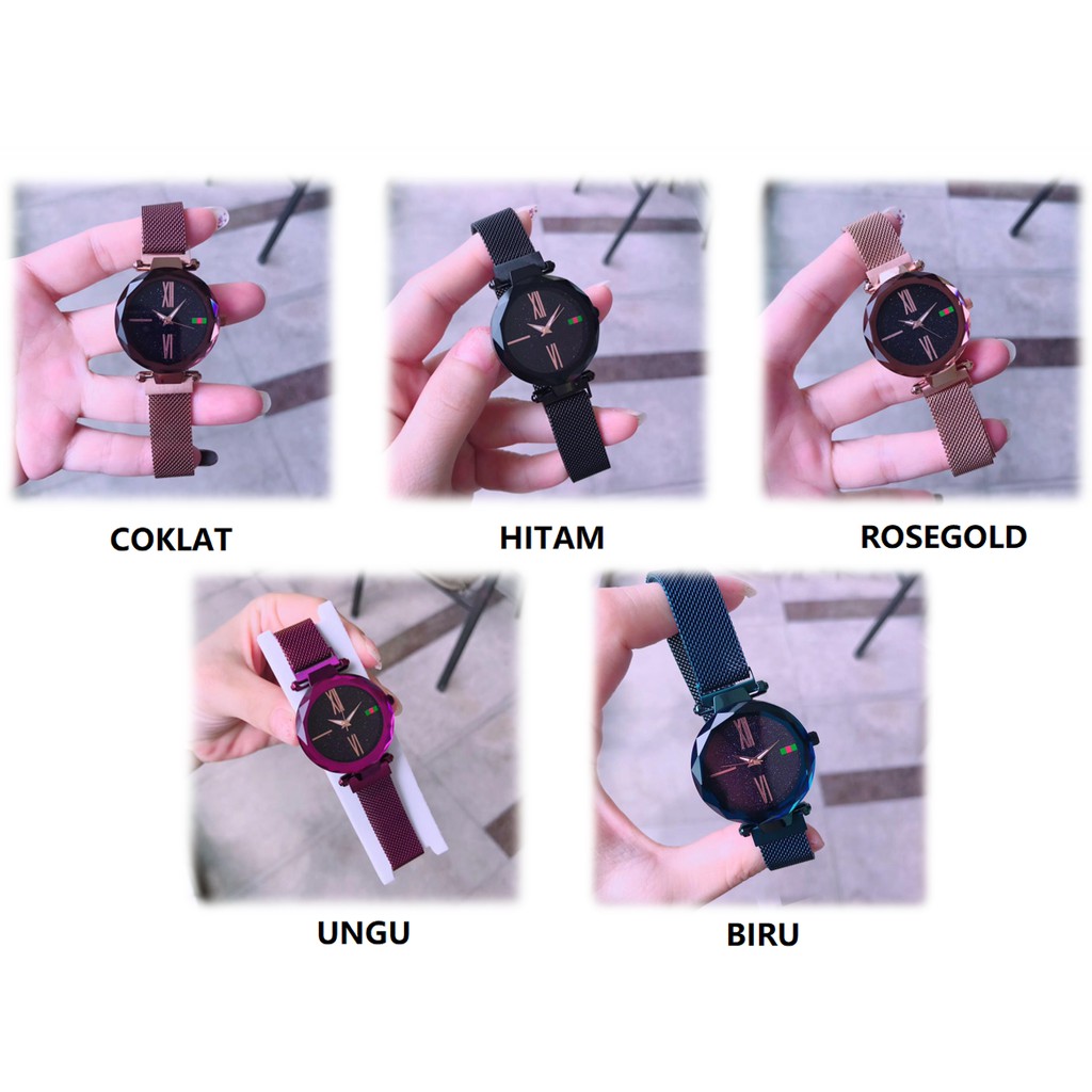 ELBER J137 Jam Tangan Wanita Tali Magnet Tanggal Rantai Jam Tangan Analog-1