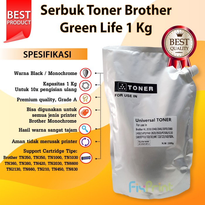 Serbuk Refill Toner Printer Brother TN350, TN350, TN1000, TN1030, TN360, TN380, TN420, TN2030, TN660