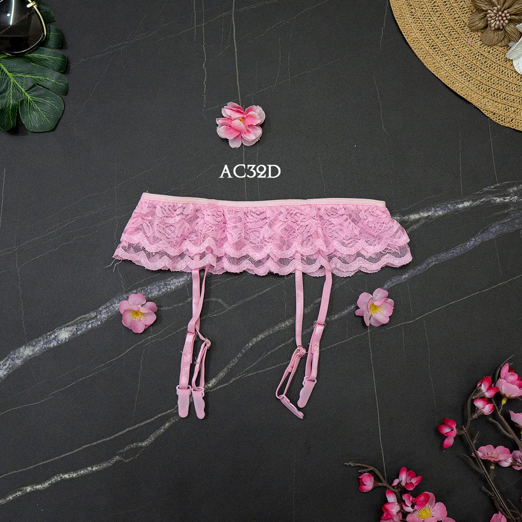 [SIAP KIRIM] GARTER BELT + CD G STRING BRA SET + STOCKING SEXY SOFT PINK AC32D