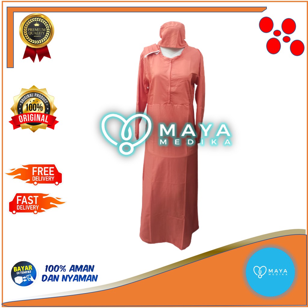 Baju OK GAMIS Orange Lengan Panjang Resleting