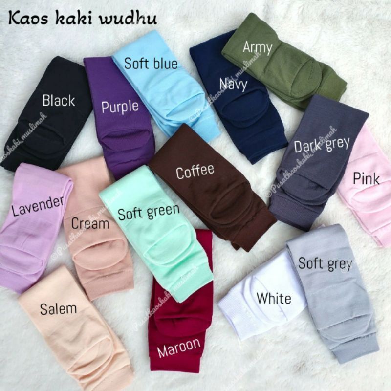 [12 PASANG] KAOS KAKI WUDHU BAHAN TEBAL 15 WARNA