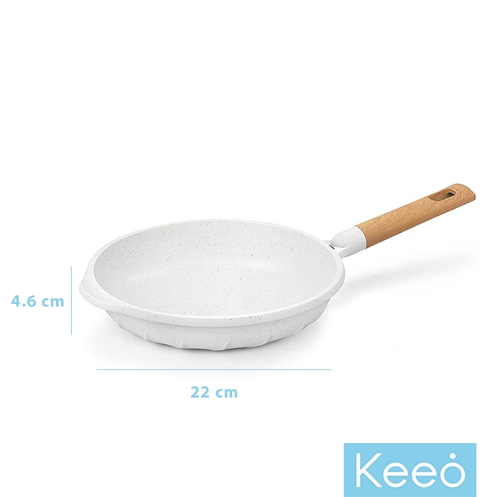 Cooklover 22 cm Wajan Penggorengan Anti Lengket Marble Granit (Fry Pan) Putih