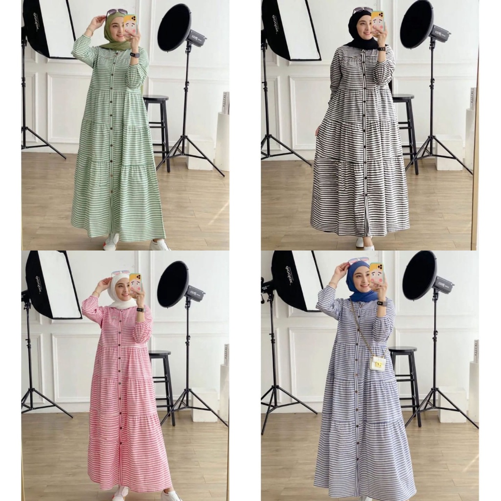 AQILA DRESS- midi dress / dress wanita / dress midi / casual dress / dres katun salur