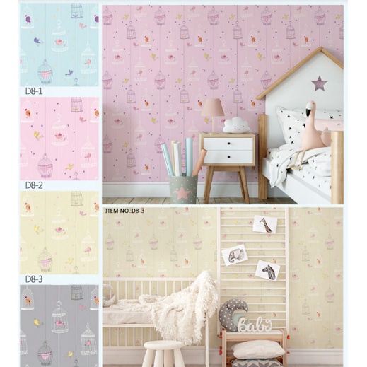 Wallpaper Dinding Kamar Anak Simple Motif Bird 53cm x 10m - Dreamland