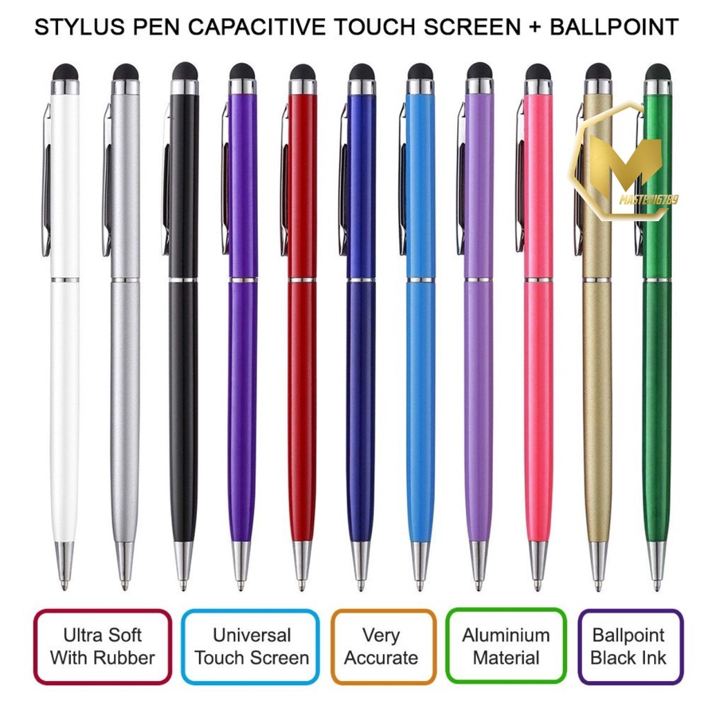 STYLUS PEN UNIVERSAL 2IN1 BALLPOINT PULPEN PENA SMARTPHONE HANDPHONE HP TOUCHSCREEN TOUCH SCREEN SENSITIVE TABLET CAPACITIVE MA2270