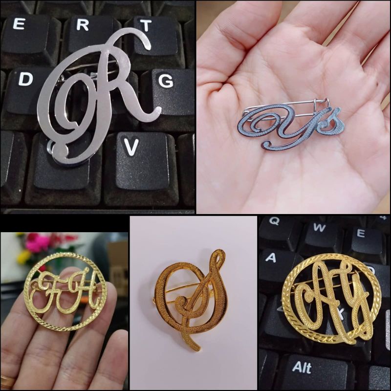 BROS HURUF NAMA INISIAL CUSTOM LAPIS EMAS