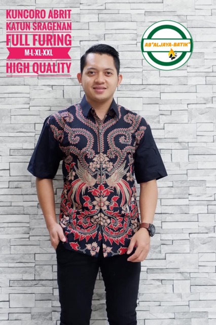 Batik Pria KUNCORO ABRIT FULL FURING Katun Halus Ori Solo