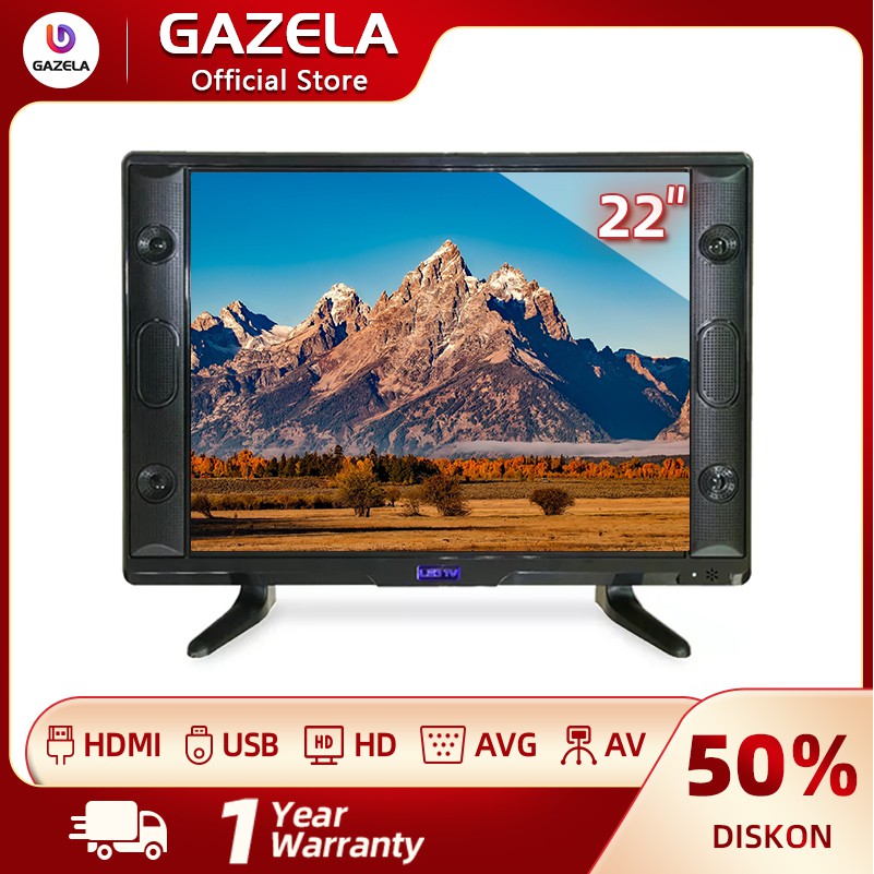 Gazela TV LED 22 inci LED TV Analog & Digital HD Dukungan USB HDMI Monitor Komputer/CCTV/PS3 HOT