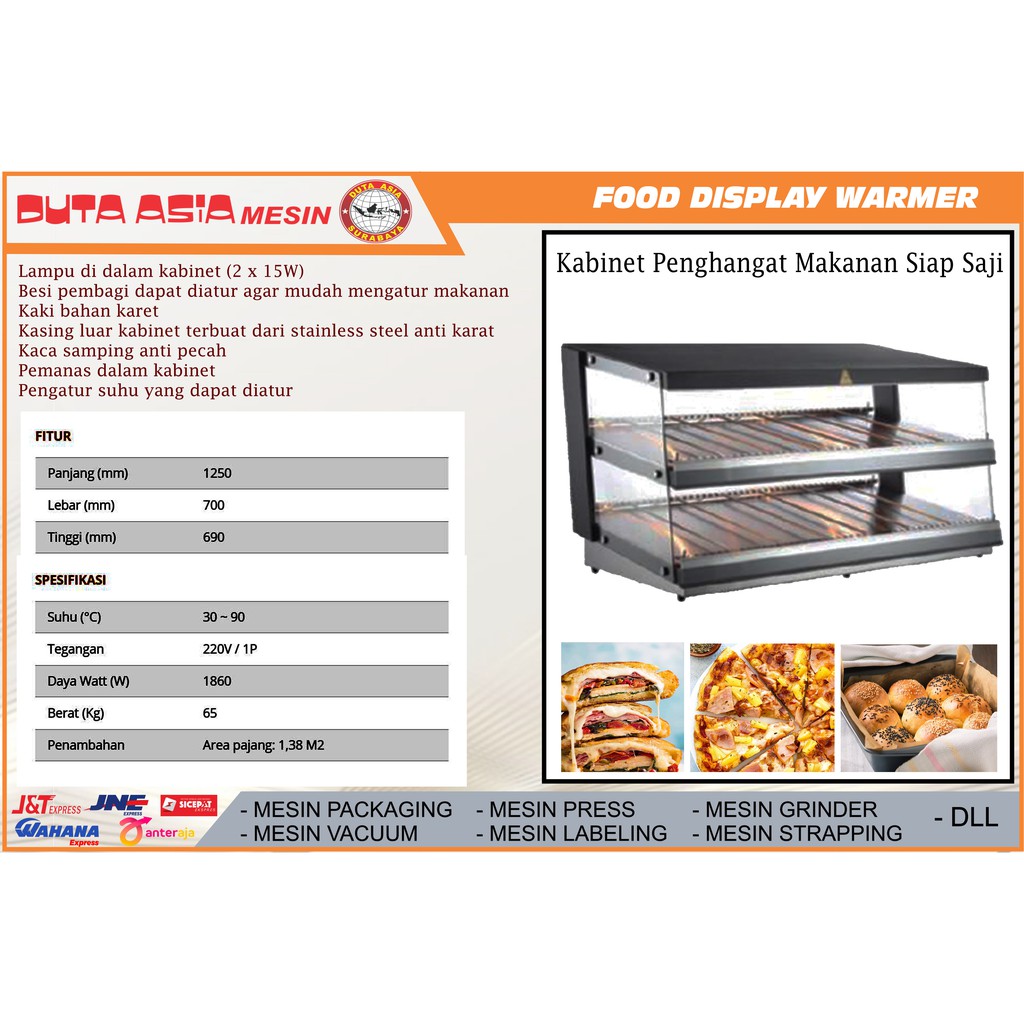 MESIN ETALASE PENGHANGAT MAKANAN DENGAN DESAIN LAMPU INTERIOR (DISPLAY AREA 1.38 M2)