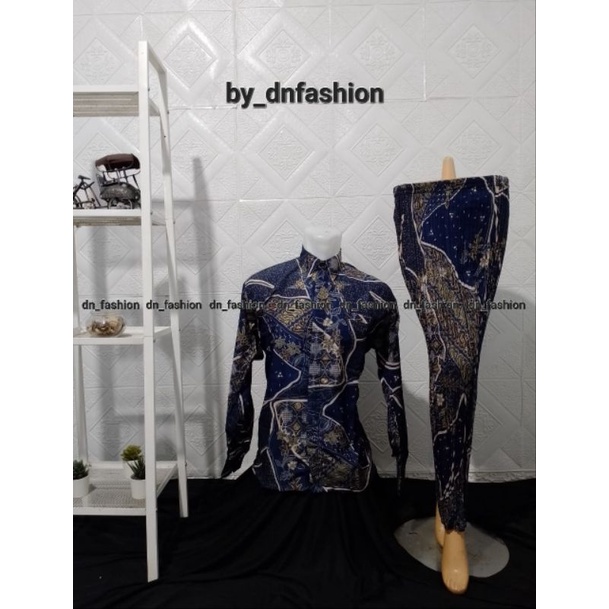 Kemeja Batik Lengan Panjang Couple Navy//Kemeja Batik//Rok Plisket Batik//Kemeja Batik Terlaris//Kemeja Batik Modern//Bawahan Tradisional//Kemeja Pesta//Terlaris//COD