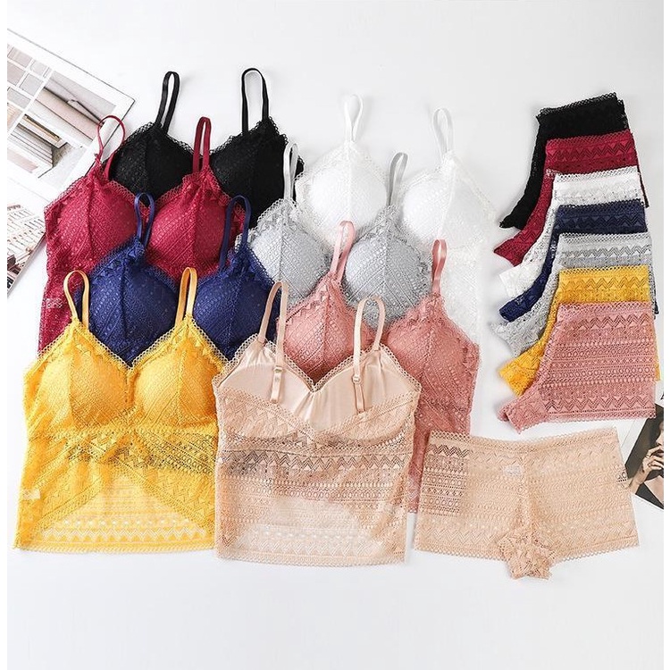 BlackPink Bra BH Set Celana Dalam Pakain Dalam Wanita Setelan Cotton Crop Top Comfortable Bralette 1216