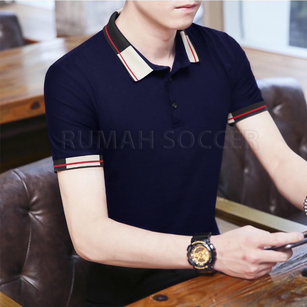 ALTRON - Kaos Pria Formal Lengan Pendek Kerah Polo Shirt Man Dewasa Bahan Katun Adem