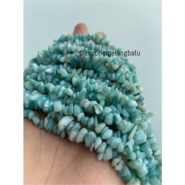 kerikil kerang biru muda 1cm bahan akik batu campuran aksesoris warna