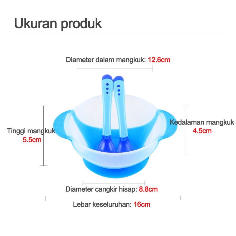 Mangkok makan bayi 1set/ alat makan bayi anti tumpah