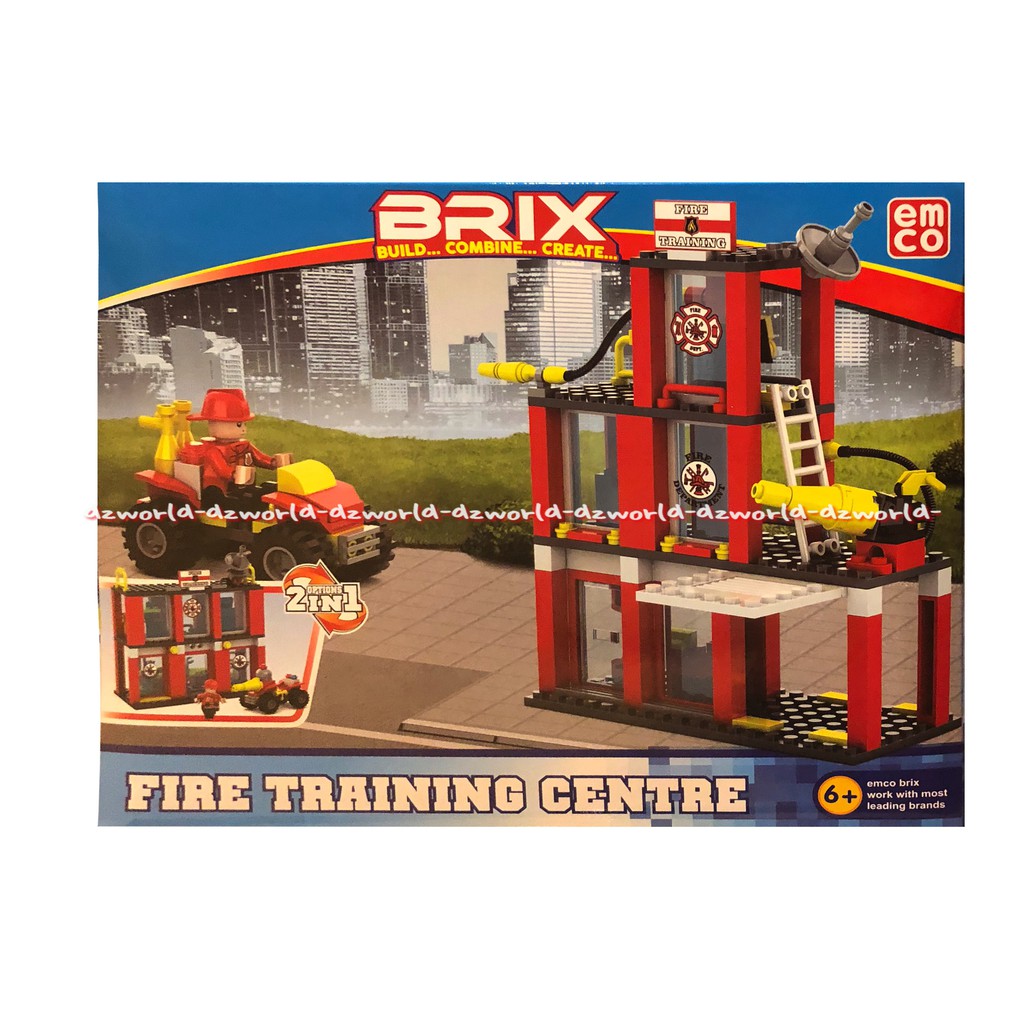 Emco Brix Build Combine Create Fire Training Centre Mainan Lego Laut Mobil Blangwir Pemadam Kebakaran