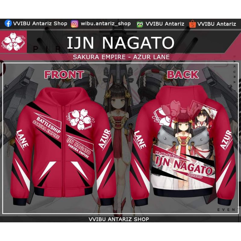 Jaket Hoodie Fullprint Anime Azur Lane IJN Nagato