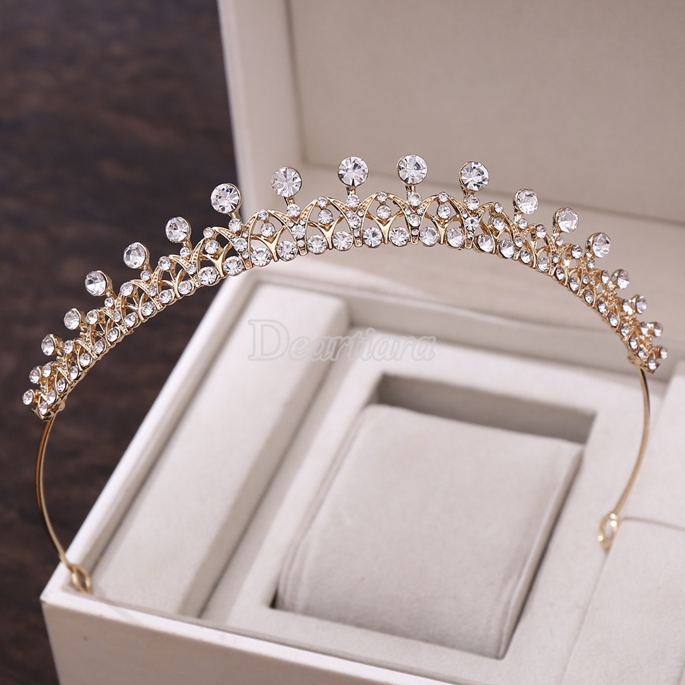 【Spot】Bridal Headdress and Hair Accessories Alloy Inlaid Rhinestone Simple Small Crown