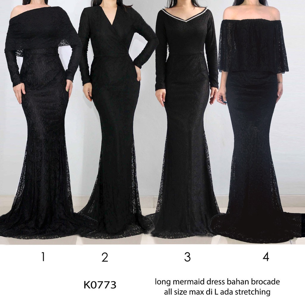 LongDress Pesta hitam - Gaun pesta kondangan - mermaid long dress k0773