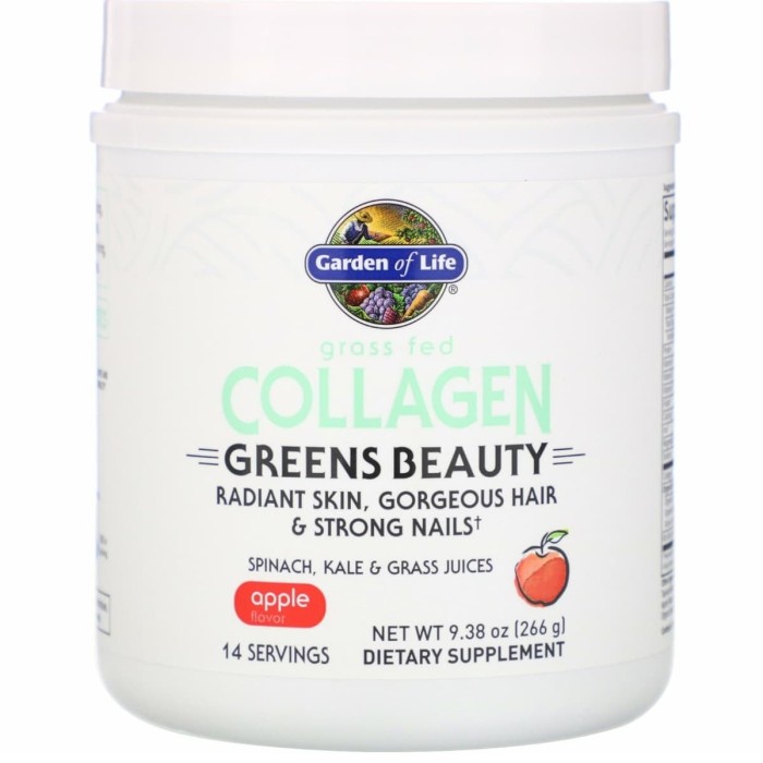 Garden of Life, Grass Fed Collagen, Greens Beauty, Apple 226 gr