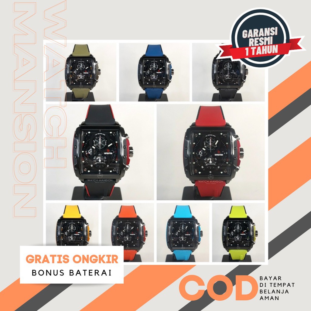 JAM TANGAN PRIA EXPEDITION 6811 E6811 E 6811 RUBBER STRAP ORIGINAL GARANSI FREE BATERAI