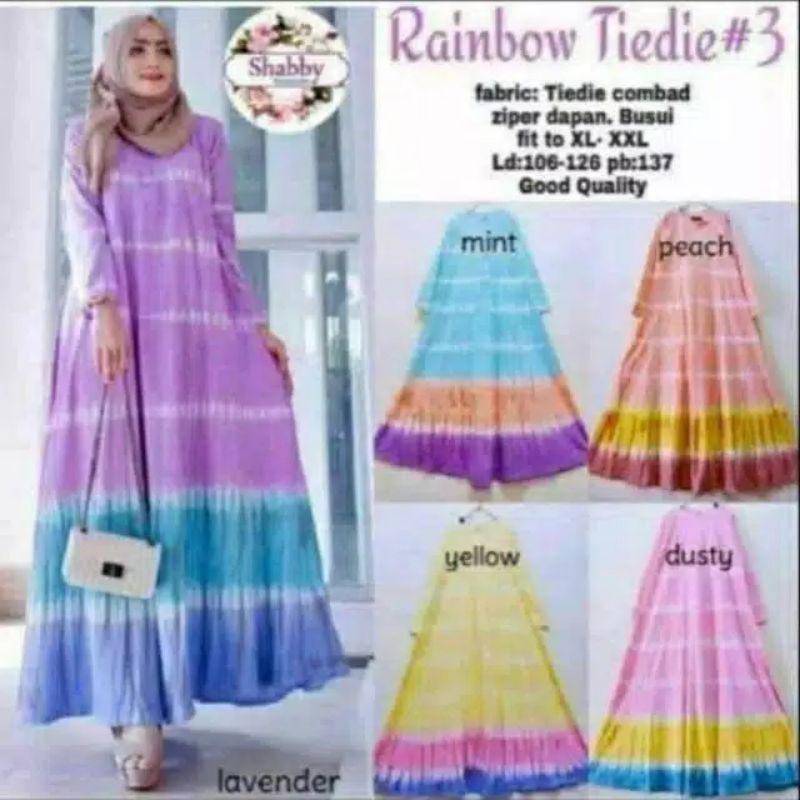 Gamis kaos rainbow / Gamis kaos lapis / gamis kaos Busui / gamis kaos tie dye