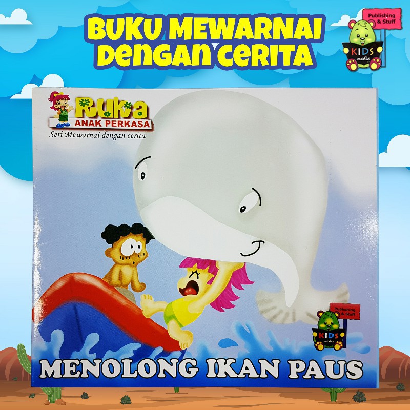 Buku Mewarnai Dengan Cerita Menolong Ikan Paus