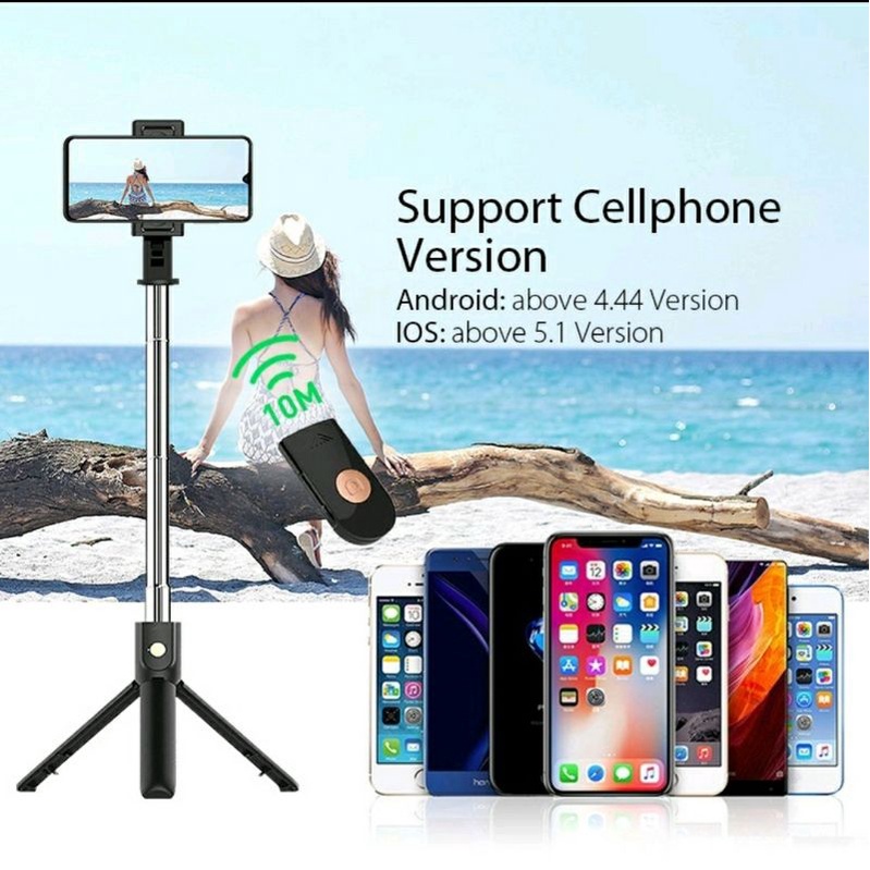 K07 TRIPOD 2 IN 1 MINI DEKSTOP TONGSIS TRIPOD SELFIE STICK BLUETOOTH