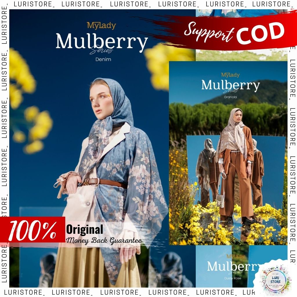 KERUDUNG MY LADY ORI MULBERRY Hijab Jilbab Segi Empat Segiempat Voal Motif Mylady Terbaru Premium