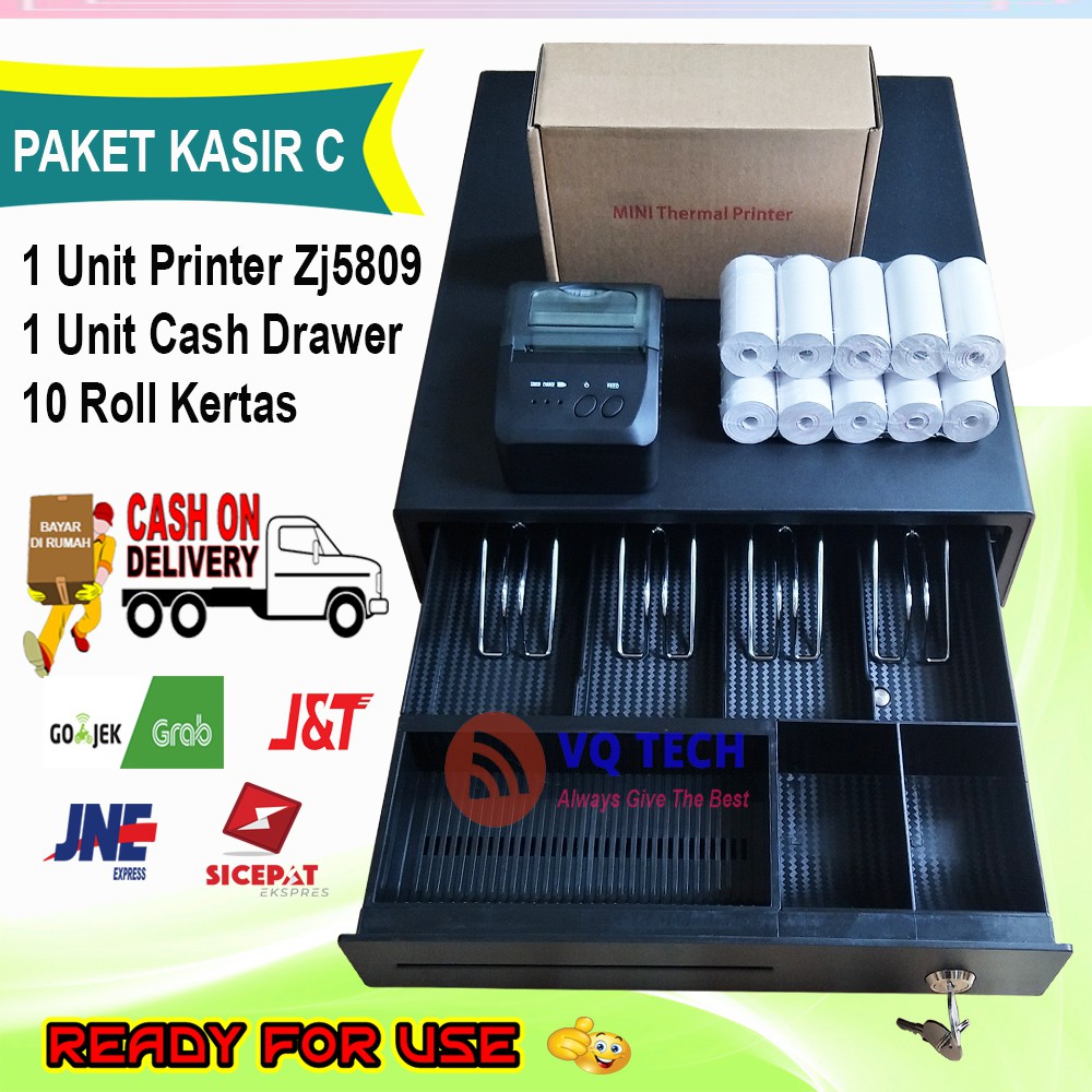 

SMARTCOM Paket Kasir C Cash Drawer + Printer 5809 + Kertas Struk 58mm